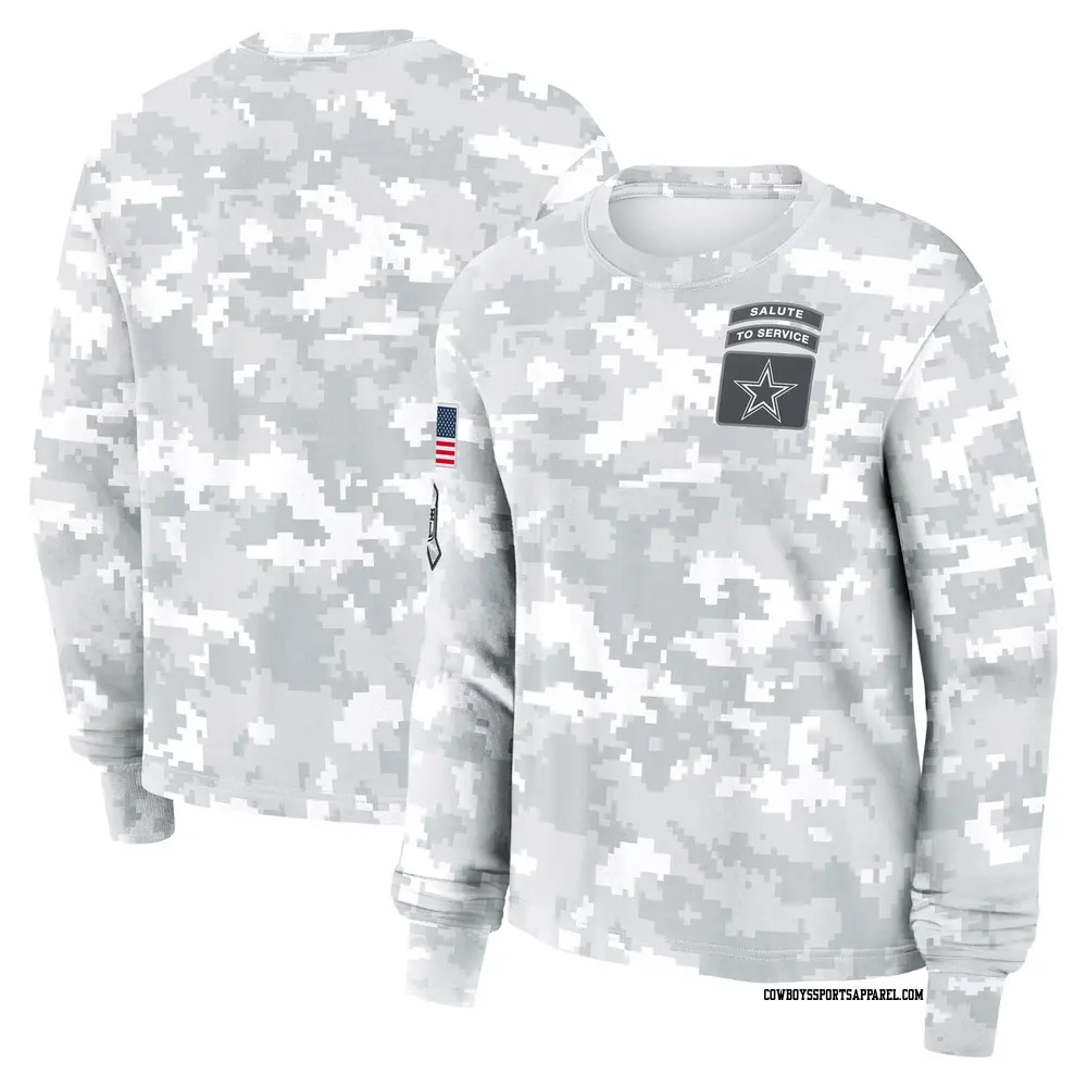 Arctic Camo Women's Dallas Cowboys 2024 Salute To Service Long Sleeve T-Shirt