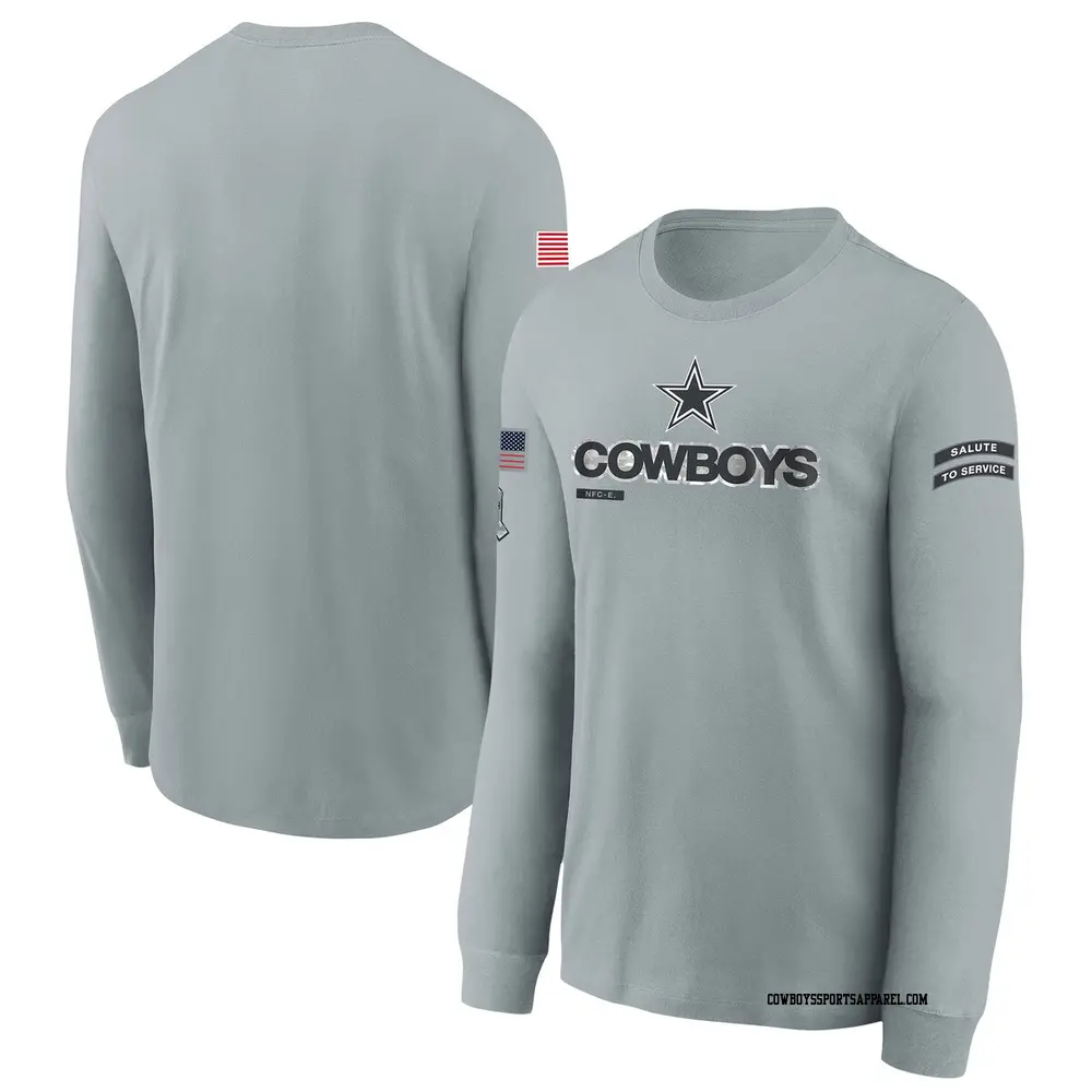 Gray Youth Dallas Cowboys 2024 Salute To Service Long Sleeve T-Shirt