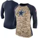 Legend Camo/Navy Women's Dallas Cowboys Salute to Service 2017 Three-Quarter Raglan Sleeve T-Shirt