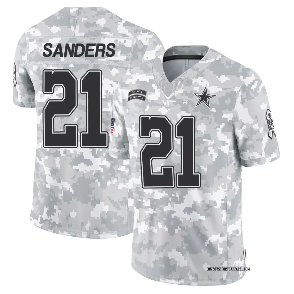 Limited Arctic Camo Men's Deion Sanders Dallas Cowboys 2024 Salute to Service Jersey