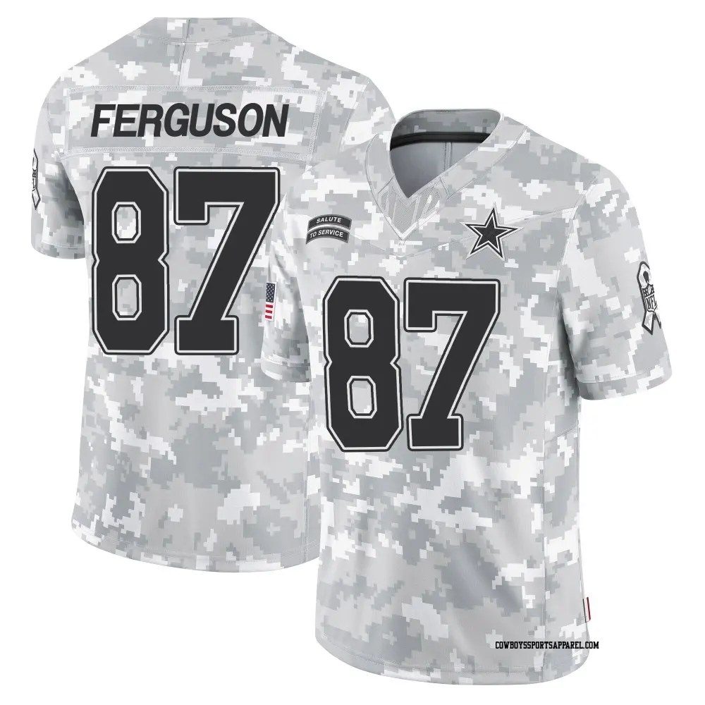 Limited Arctic Camo Men's Jake Ferguson Dallas Cowboys 2024 Salute to Service Jersey