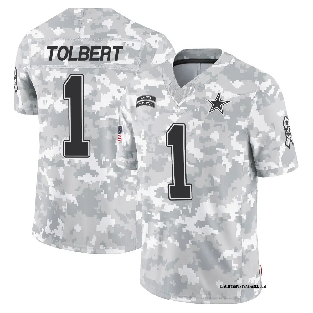 Limited Arctic Camo Men's Jalen Tolbert Dallas Cowboys 2024 Salute to Service Jersey