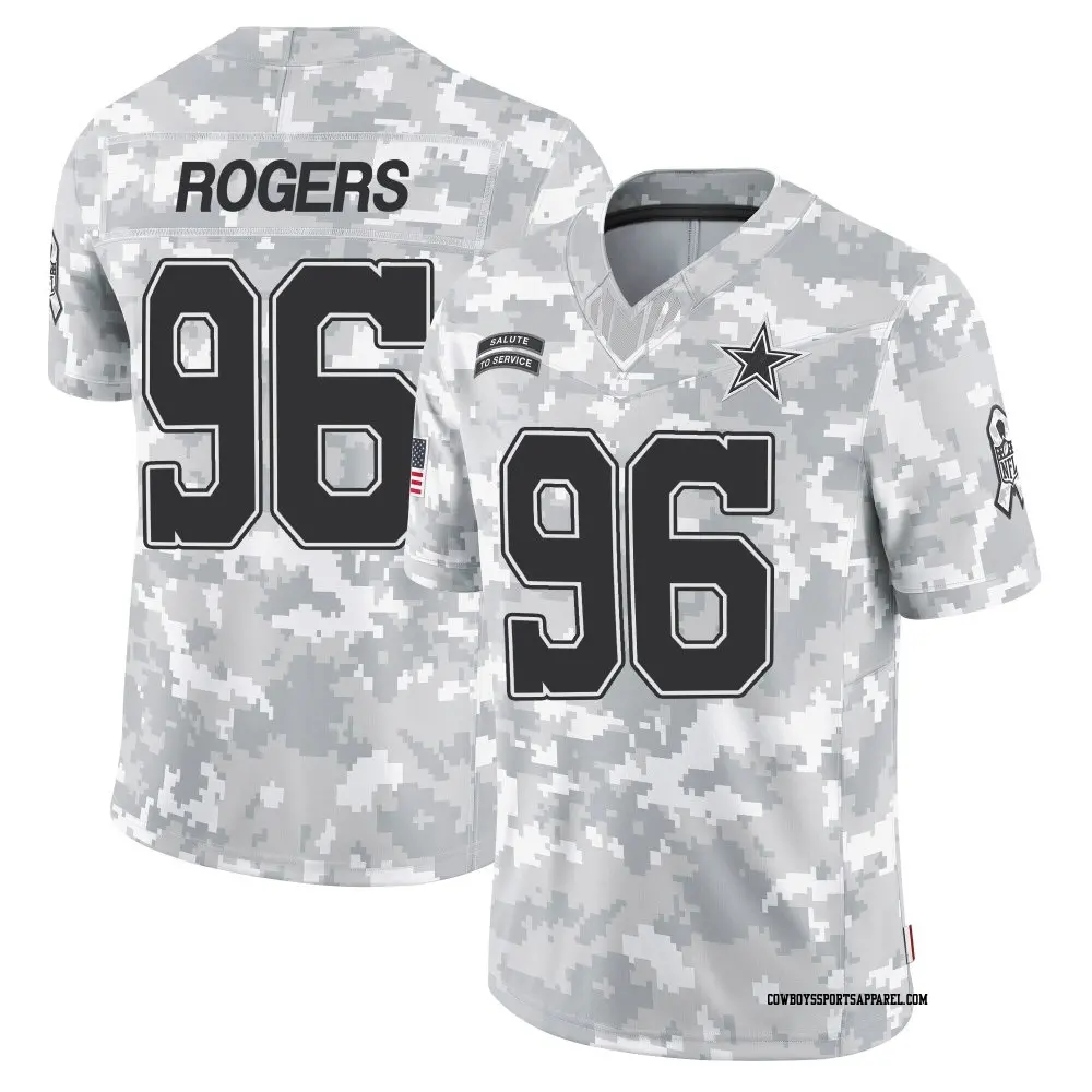 Limited Arctic Camo Men's Justin Rogers Dallas Cowboys 2024 Salute to Service Jersey