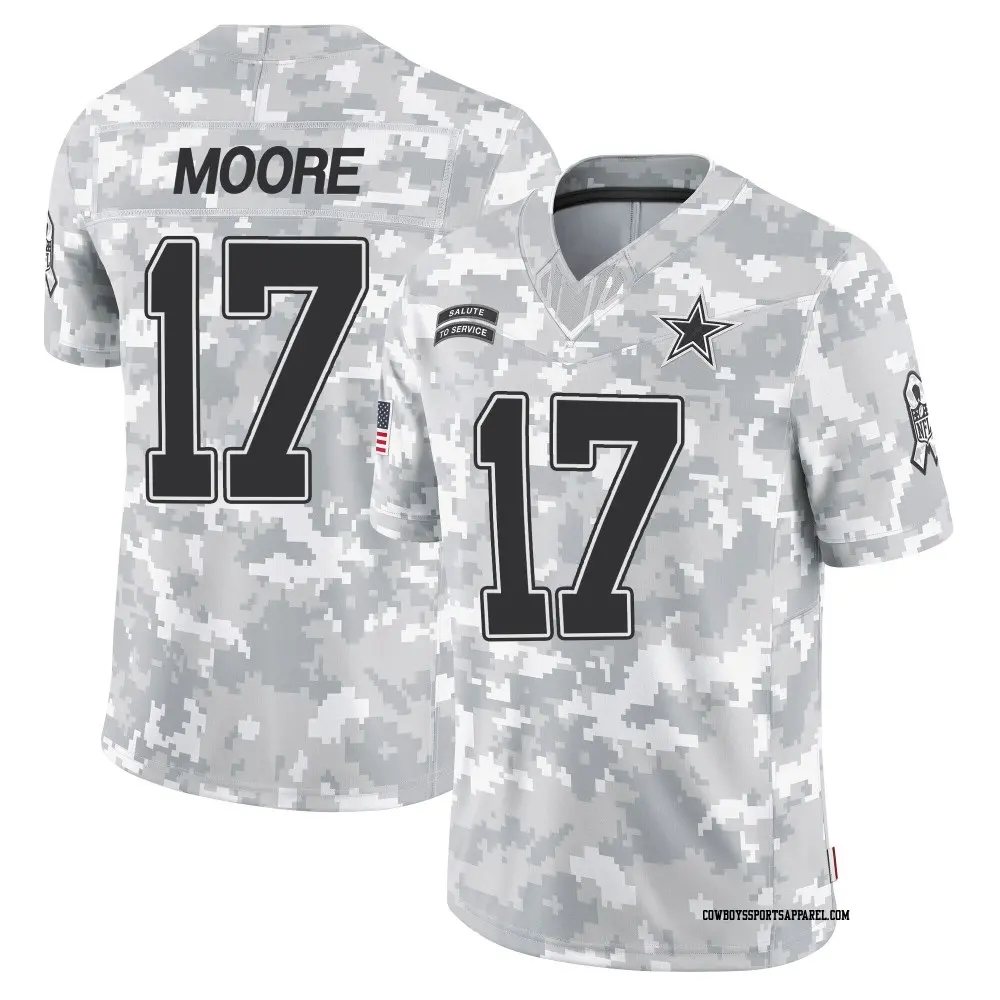 Limited Arctic Camo Men's Kellen Moore Dallas Cowboys 2024 Salute to Service Jersey