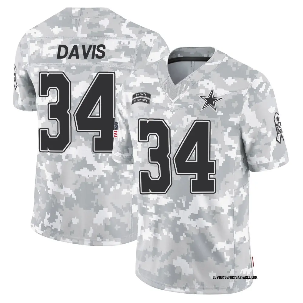 Limited Arctic Camo Men's Malik Davis Dallas Cowboys 2024 Salute to Service Jersey