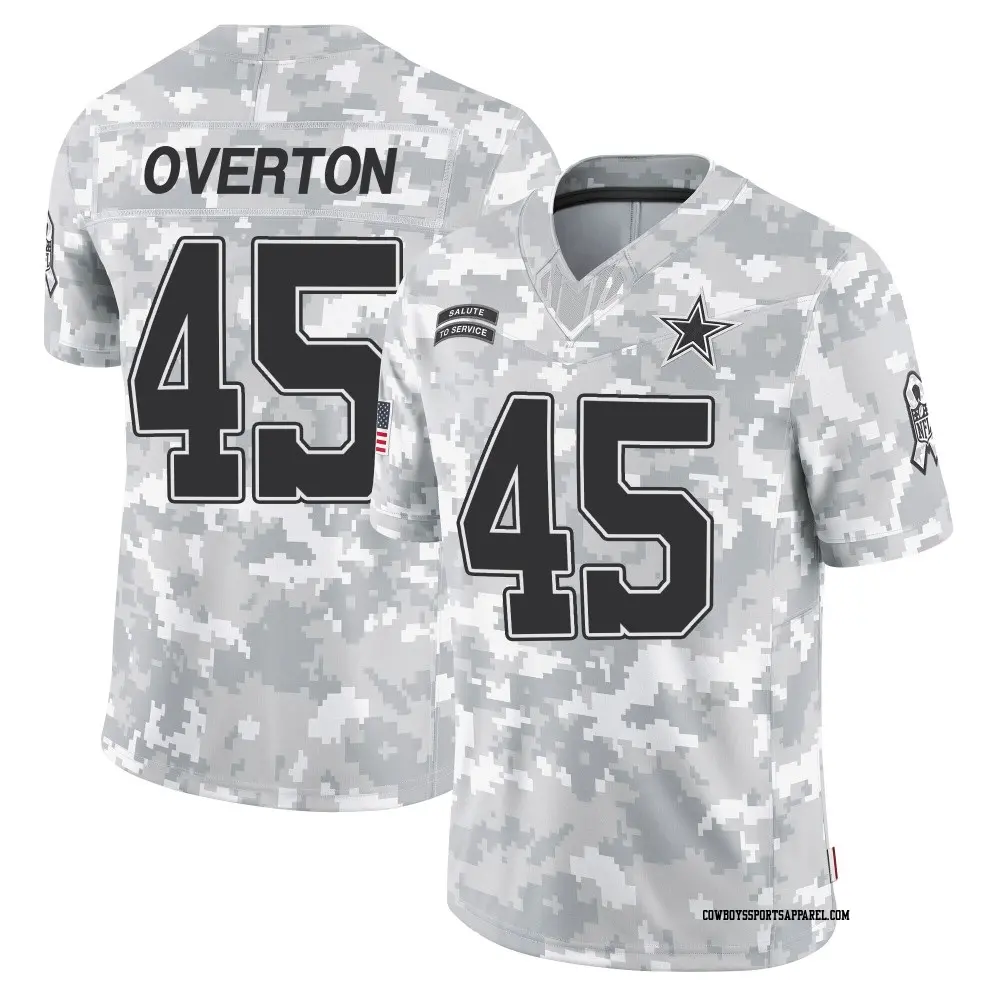 Limited Arctic Camo Men's Matt Overton Dallas Cowboys 2024 Salute to Service Jersey