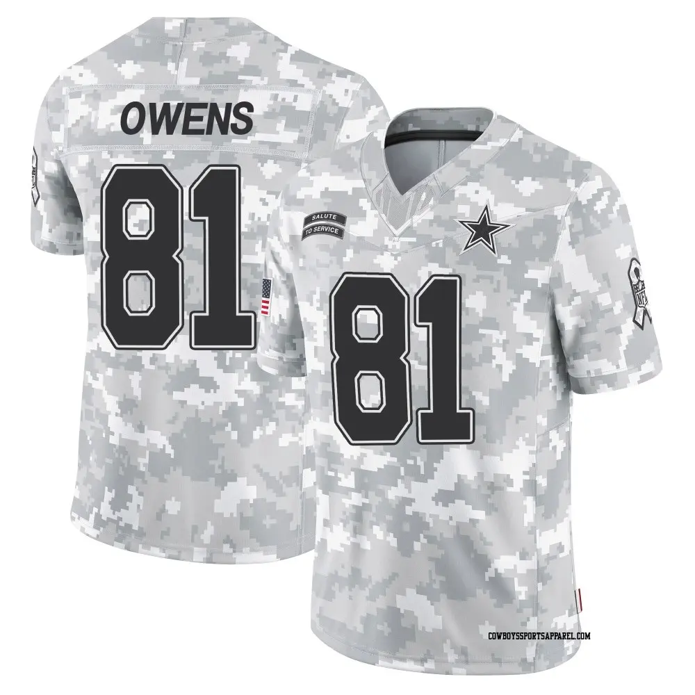 Limited Arctic Camo Men's Terrell Owens Dallas Cowboys 2024 Salute to Service Jersey