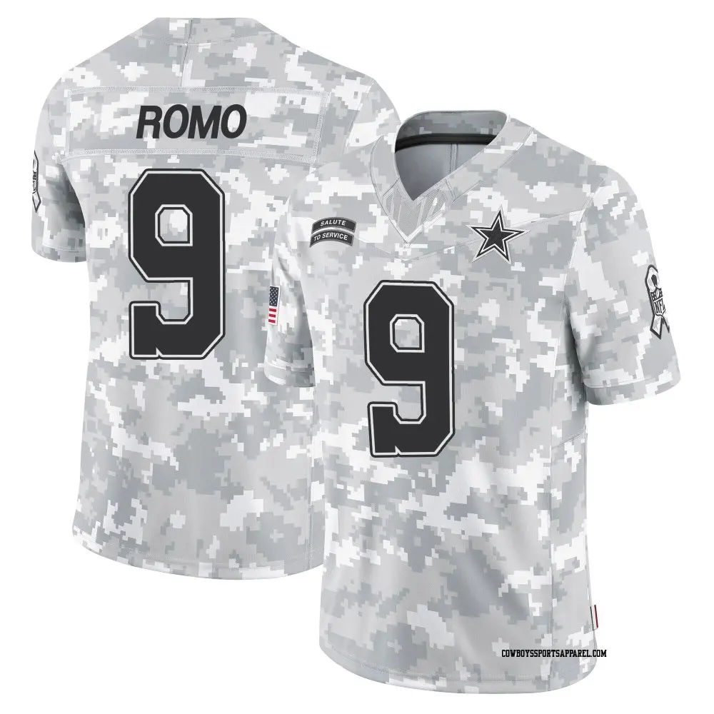 Limited Arctic Camo Men's Tony Romo Dallas Cowboys 2024 Salute to Service Jersey