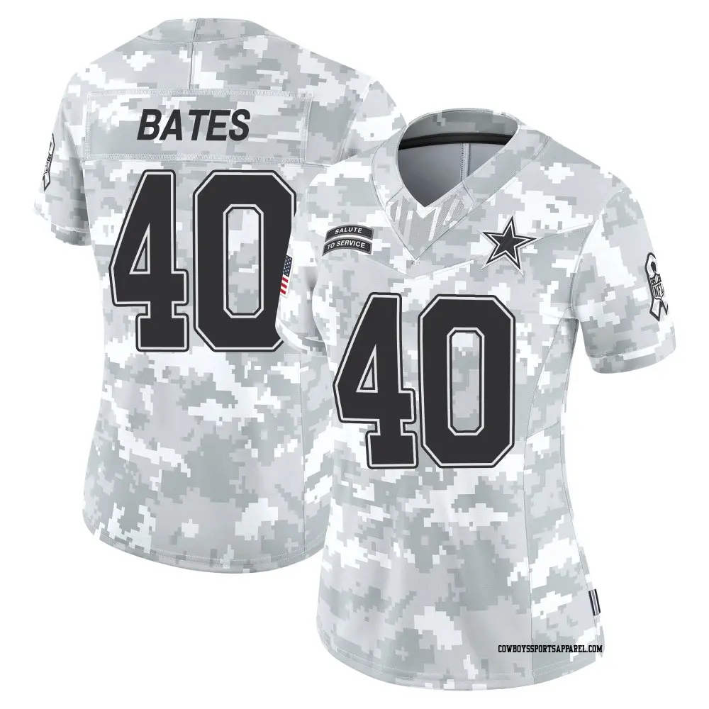 Limited Arctic Camo Women's Bill Bates Dallas Cowboys 2024 Salute to Service Jersey