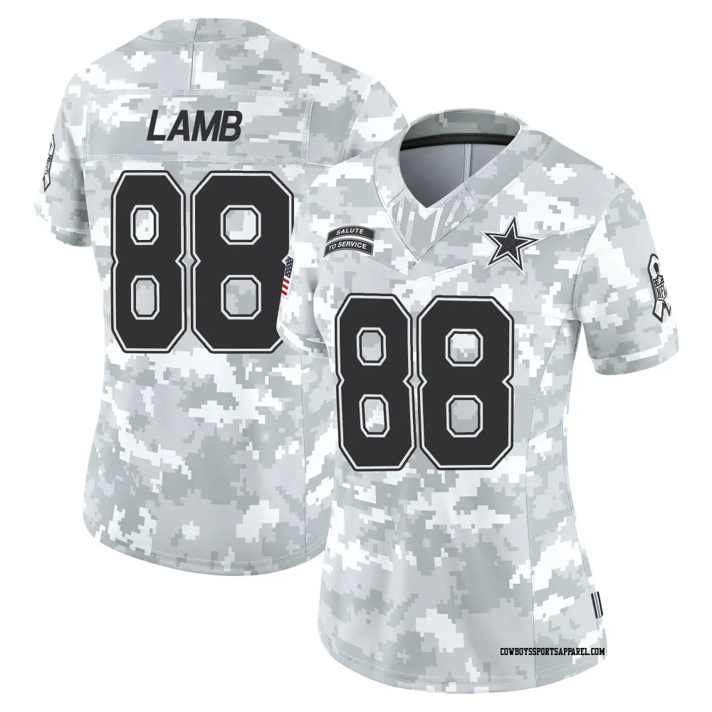 Limited Arctic Camo Women's CeeDee Lamb Dallas Cowboys 2024 Salute to Service Jersey