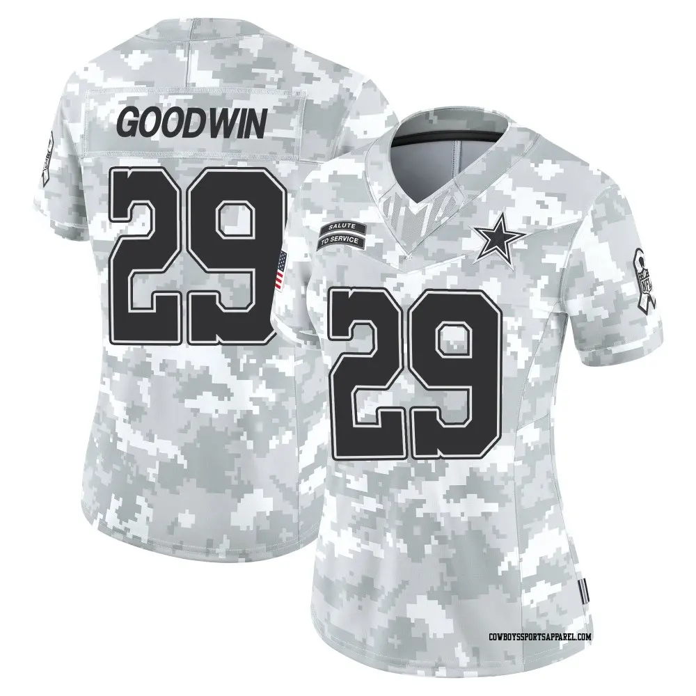 Limited Arctic Camo Women's C.J. Goodwin Dallas Cowboys 2024 Salute to Service Jersey