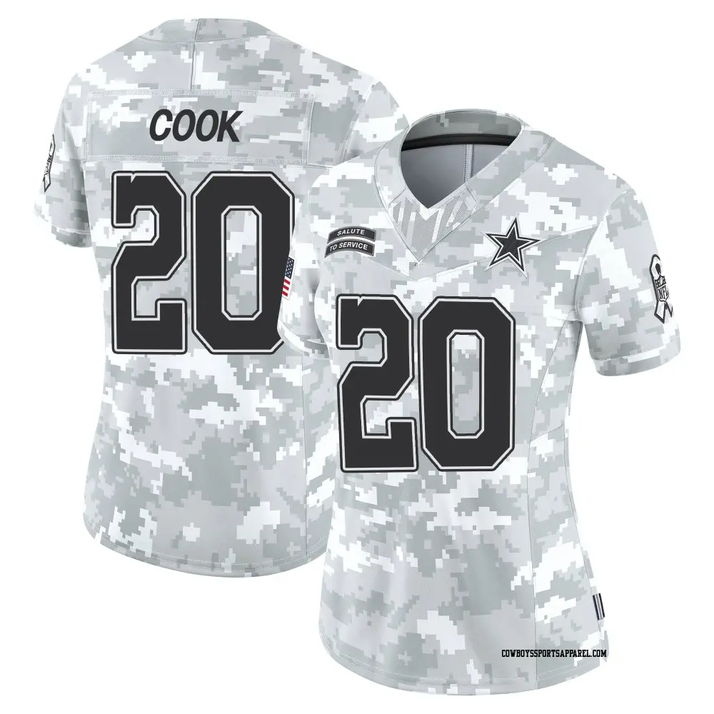 Limited Arctic Camo Women's Dalvin Cook Dallas Cowboys 2024 Salute to Service Jersey