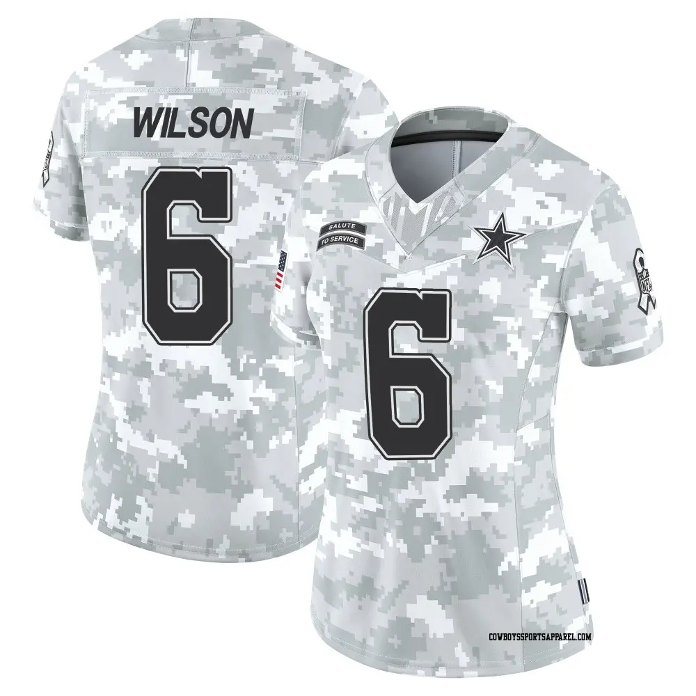 Limited Arctic Camo Women's Donovan Wilson Dallas Cowboys 2024 Salute to Service Jersey