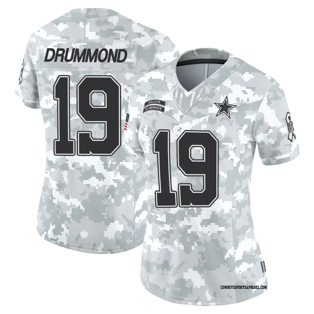 Limited Arctic Camo Women's Dontario Drummond Dallas Cowboys 2024 Salute to Service Jersey