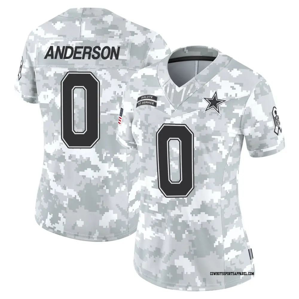 Limited Arctic Camo Women's Jack Anderson Dallas Cowboys 2024 Salute to Service Jersey