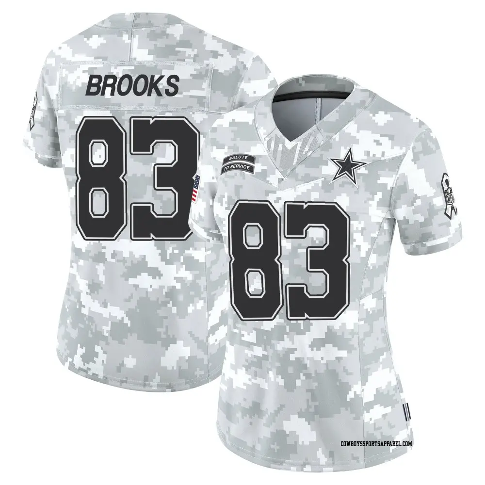 Limited Arctic Camo Women's Jalen Brooks Dallas Cowboys 2024 Salute to Service Jersey