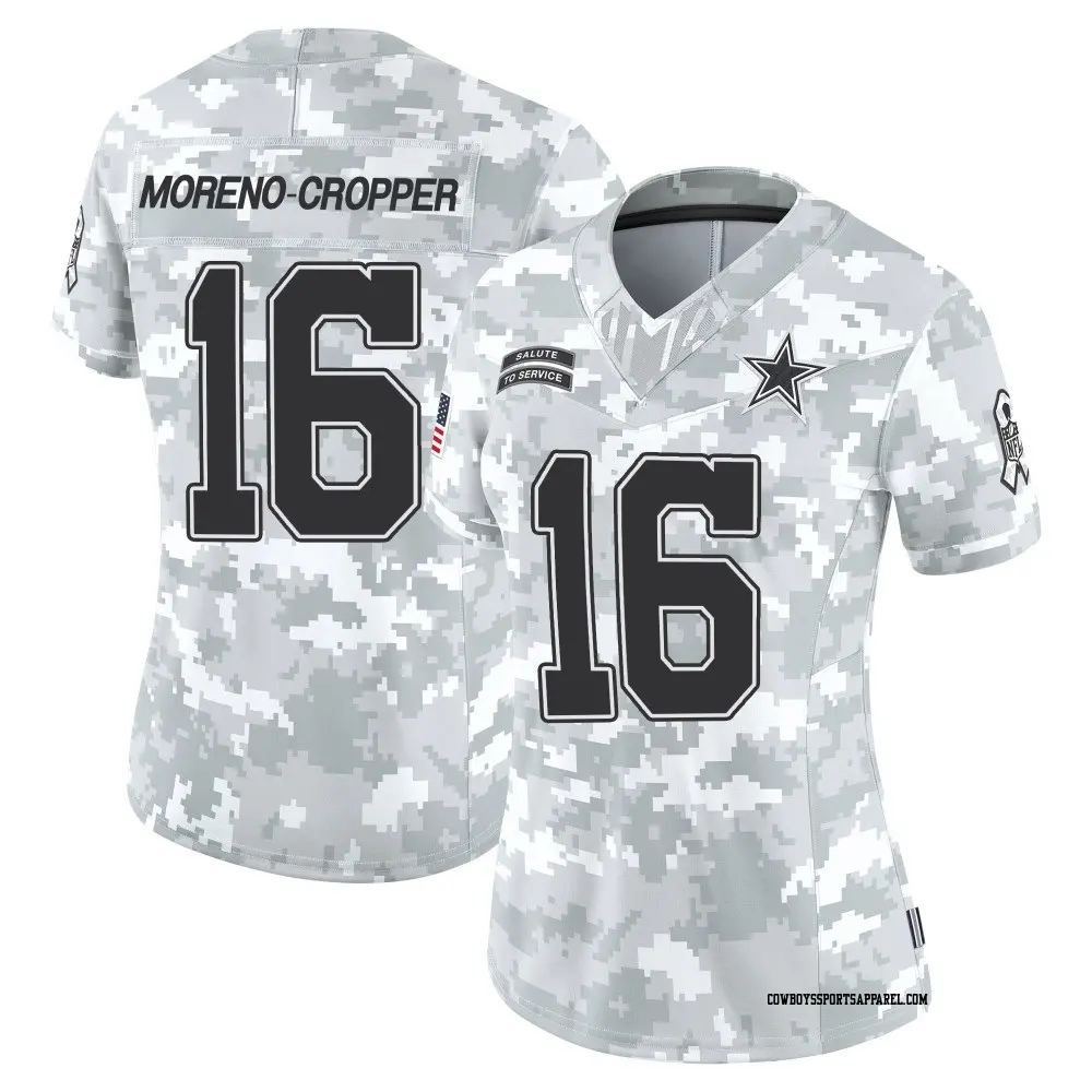 Limited Arctic Camo Women's Jalen Moreno-Cropper Dallas Cowboys 2024 Salute to Service Jersey