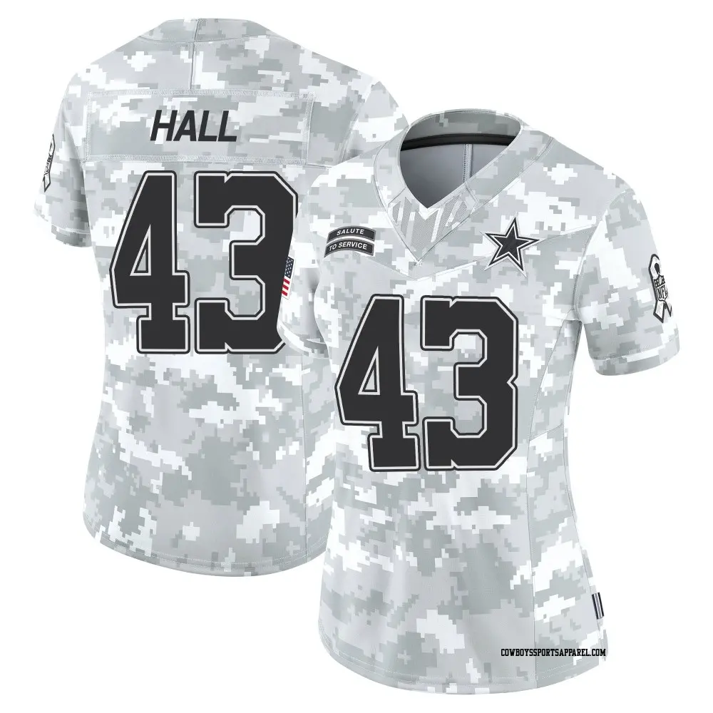 Limited Arctic Camo Women's Kemon Hall Dallas Cowboys 2024 Salute to Service Jersey