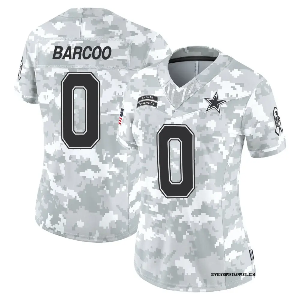 Limited Arctic Camo Women's Luq Barcoo Dallas Cowboys 2024 Salute to Service Jersey