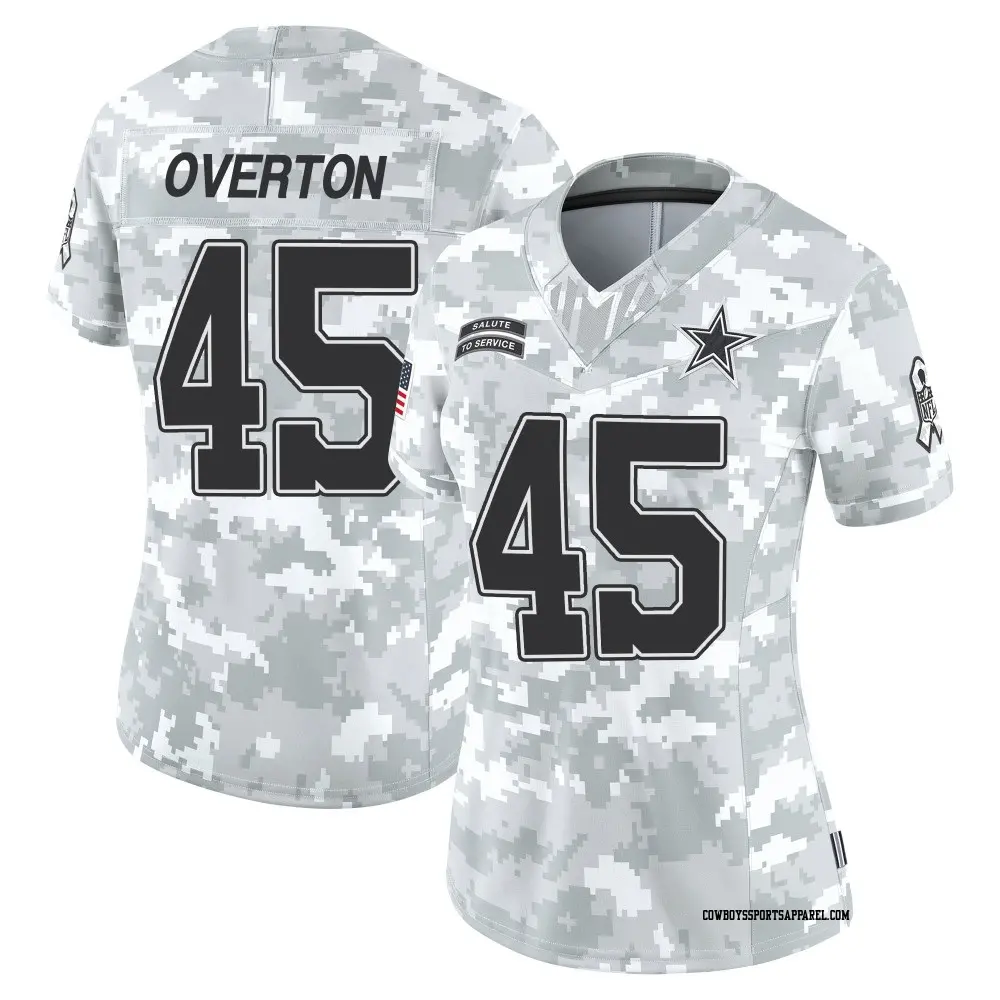 Limited Arctic Camo Women's Matt Overton Dallas Cowboys 2024 Salute to Service Jersey