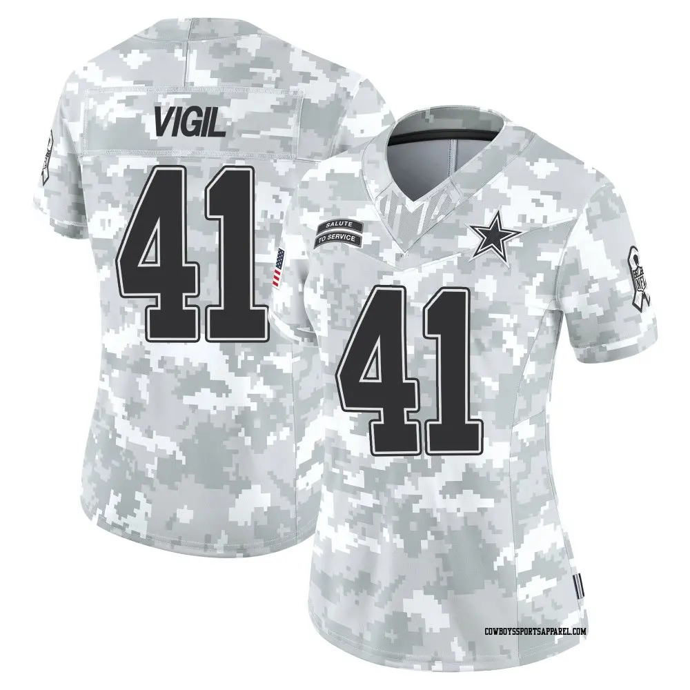 Limited Arctic Camo Women's Nick Vigil Dallas Cowboys 2024 Salute to Service Jersey