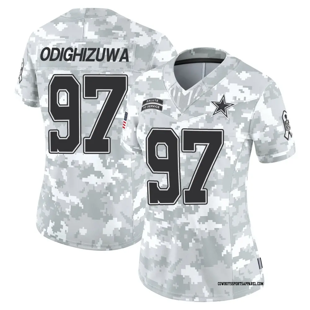 Limited Arctic Camo Women's Osa Odighizuwa Dallas Cowboys 2024 Salute to Service Jersey