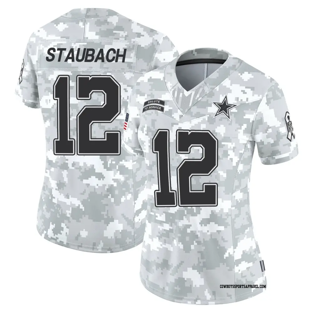 Limited Arctic Camo Women's Roger Staubach Dallas Cowboys 2024 Salute to Service Jersey