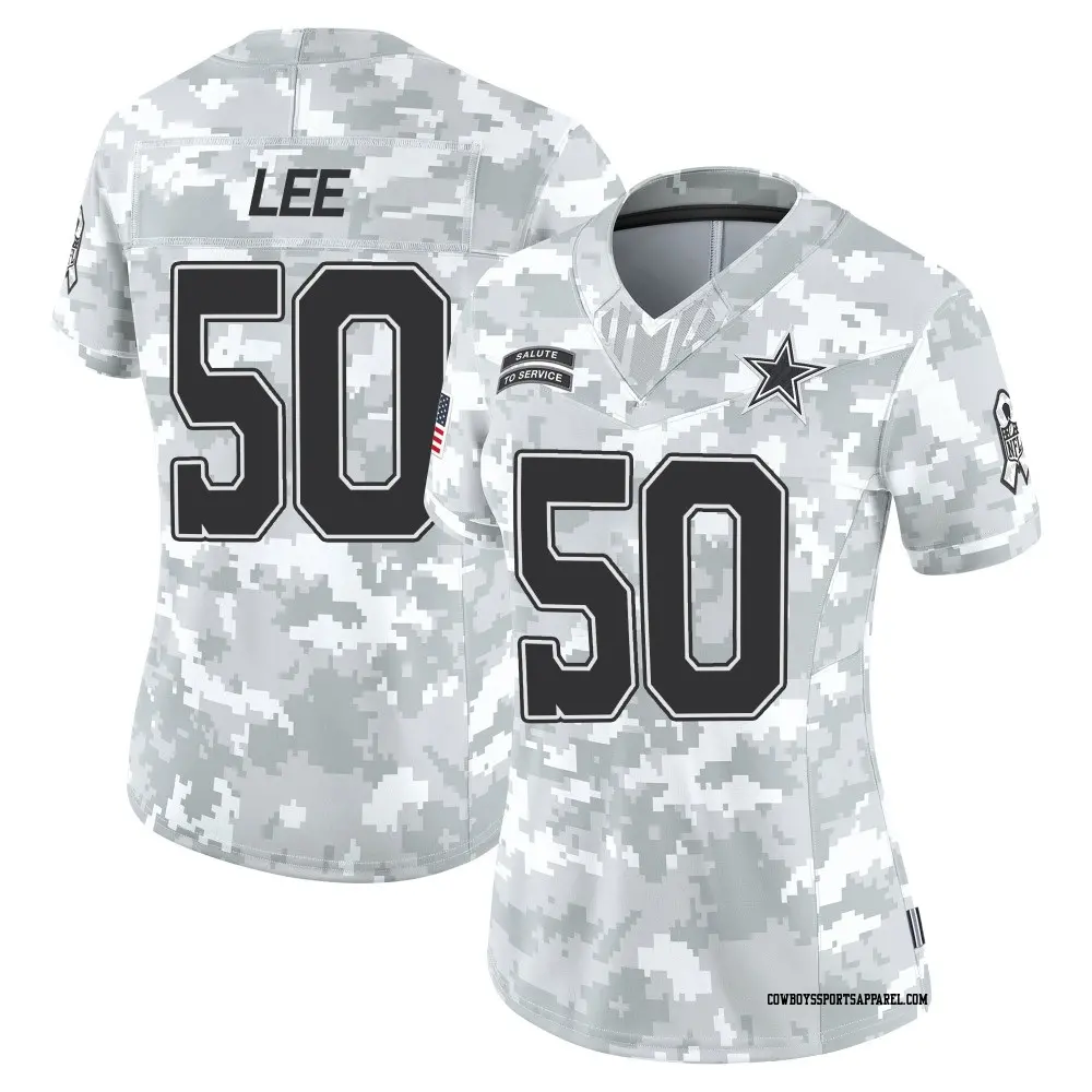 Limited Arctic Camo Women's Sean Lee Dallas Cowboys 2024 Salute to Service Jersey