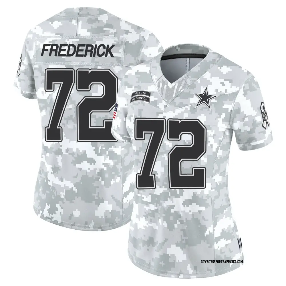 Limited Arctic Camo Women's Travis Frederick Dallas Cowboys 2024 Salute to Service Jersey