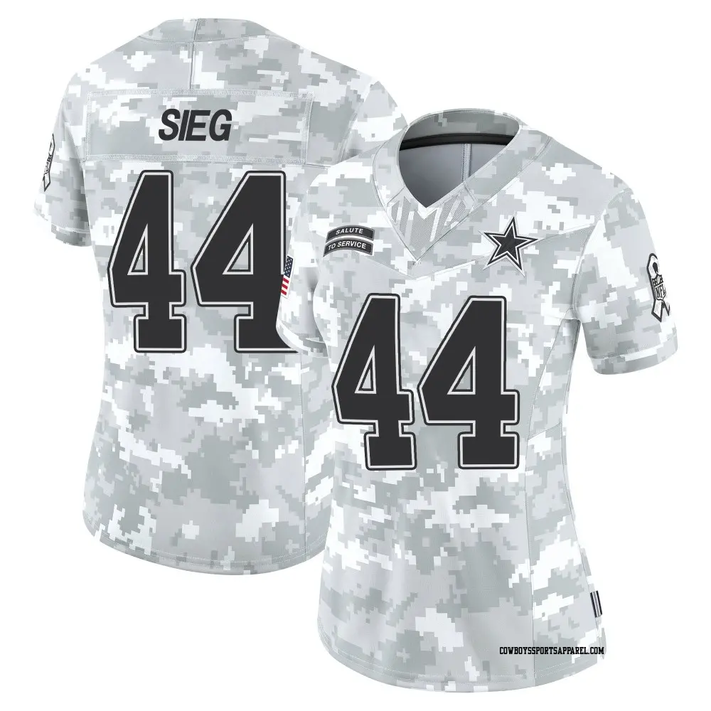 Limited Arctic Camo Women's Trent Sieg Dallas Cowboys 2024 Salute to Service Jersey