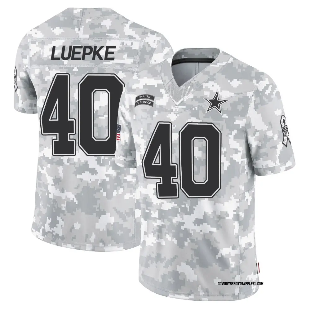 Limited Arctic Camo Youth Hunter Luepke Dallas Cowboys 2024 Salute to Service Jersey