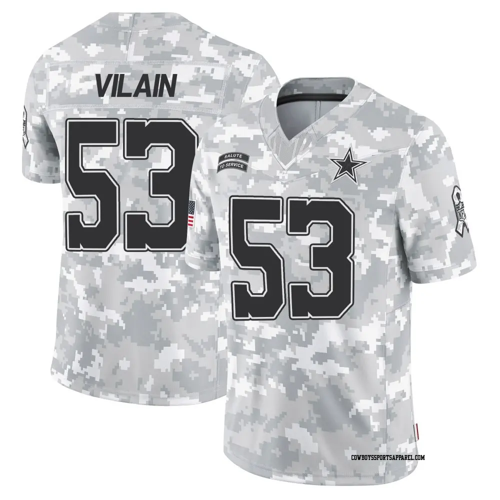 Limited Arctic Camo Youth Luiji Vilain Dallas Cowboys 2024 Salute to Service Jersey