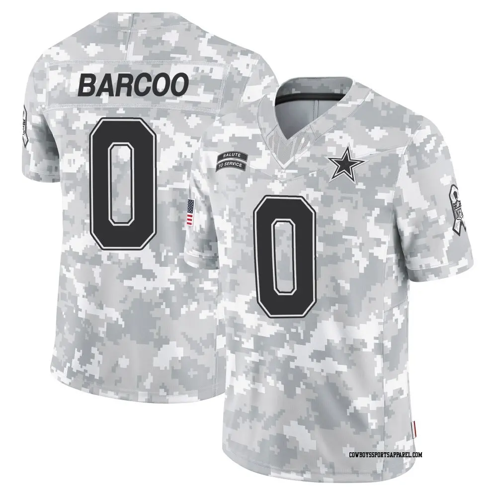 Limited Arctic Camo Youth Luq Barcoo Dallas Cowboys 2024 Salute to Service Jersey