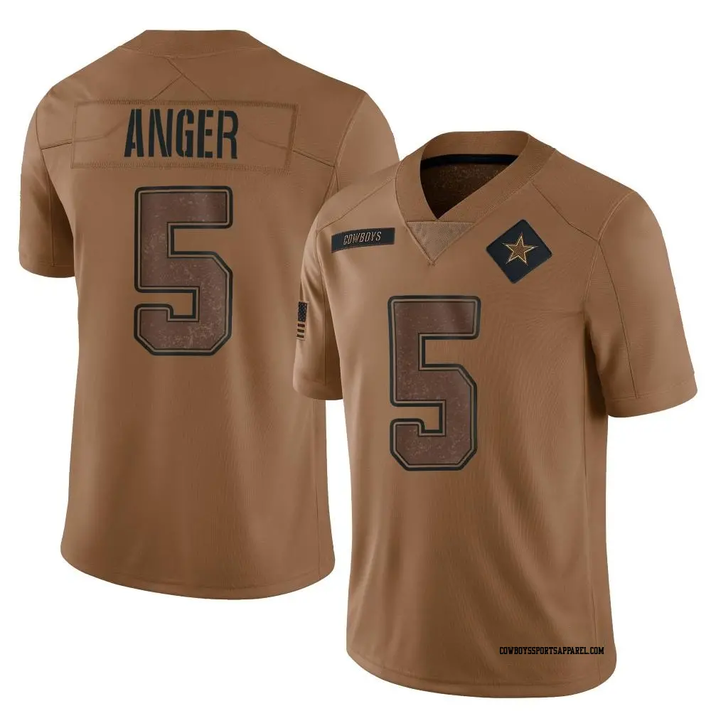 Limited Brown Men's Bryan Anger Dallas Cowboys 2023 Salute To Service Jersey