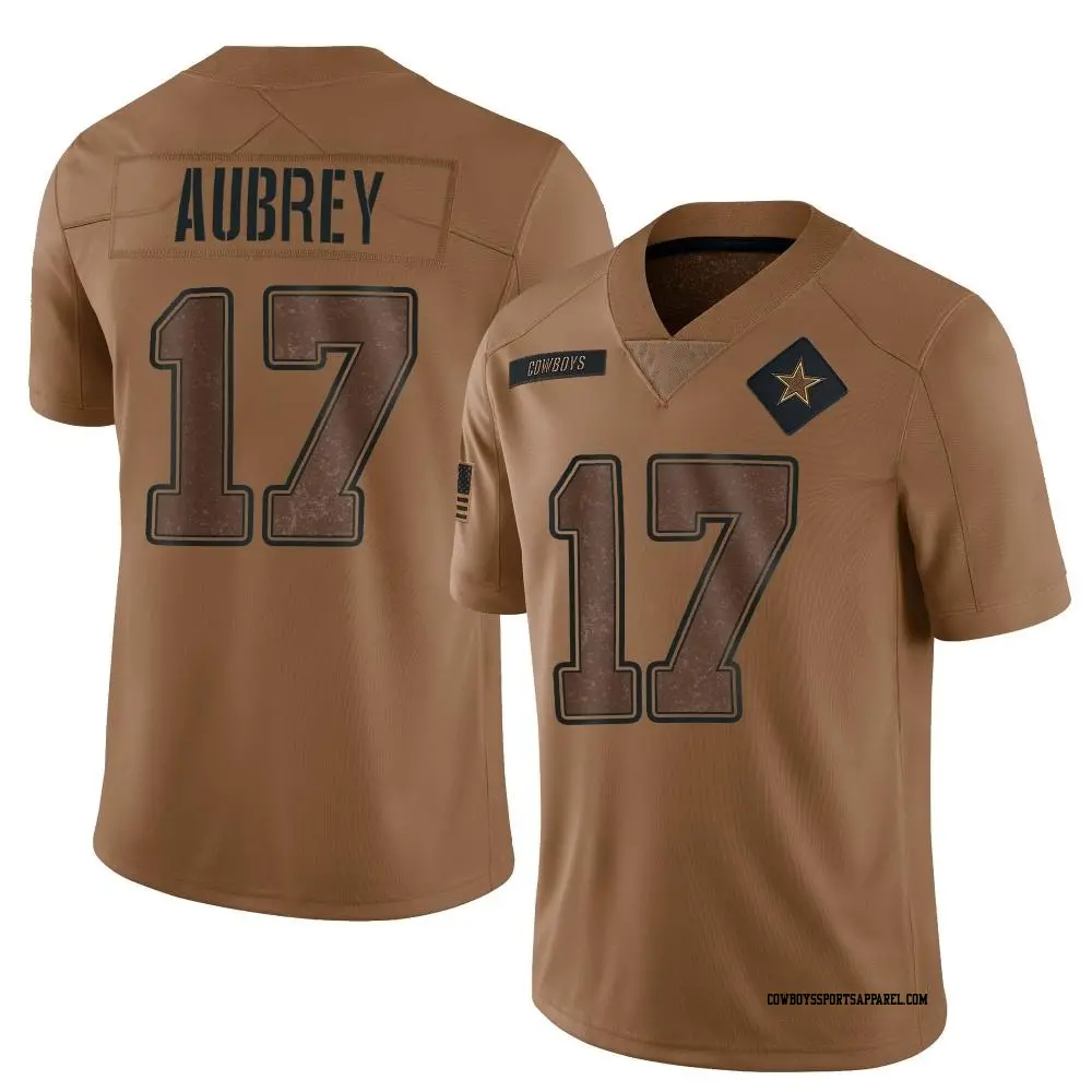 Limited Brown Youth Brandon Aubrey Dallas Cowboys 2023 Salute To Service Jersey