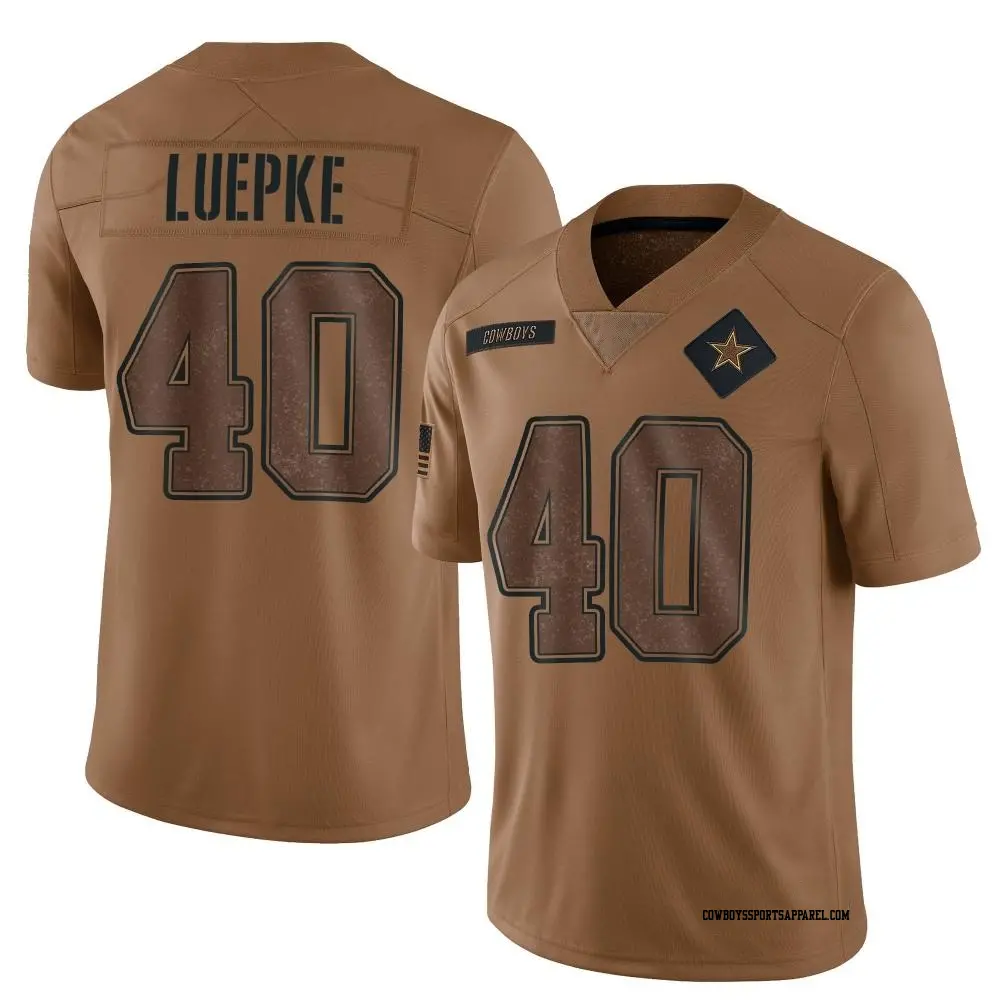 Limited Brown Youth Hunter Luepke Dallas Cowboys 2023 Salute To Service Jersey