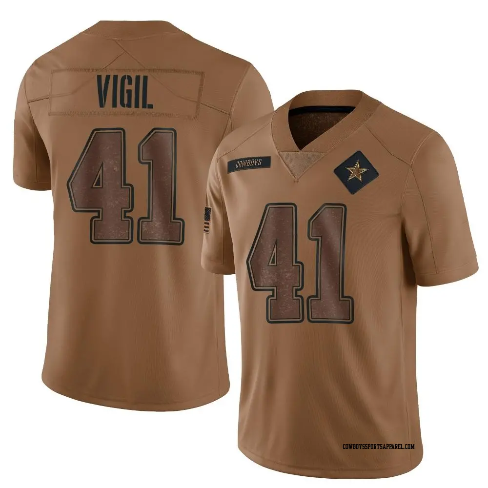 Limited Brown Youth Nick Vigil Dallas Cowboys 2023 Salute To Service Jersey