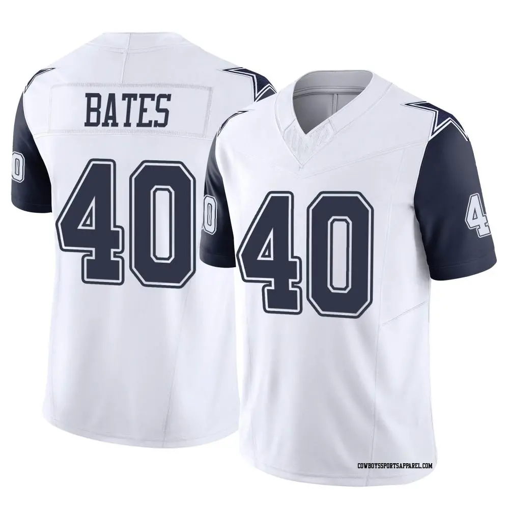 Limited White Youth Bill Bates Dallas Cowboys 2nd Alternate Vapor F.U.S.E. Jersey